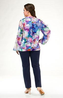 Великолепная блуза! Из яркого шелковистого трикотажа с разрезами на шифоновых рукавах. - Ckc collections фото 4