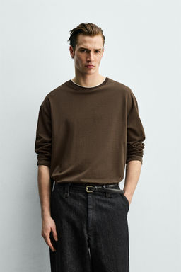 T-SHIRT WITH CONTRAST DOUBLE-LAYER HEMS - Zara фото 10