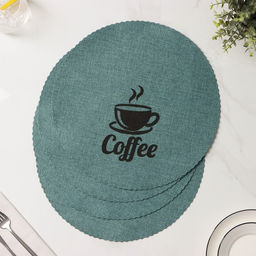 Набор салфеток сервировочных Доляна Coffee, 4 шт, d=37 см, цвет бирюзовый  фото 3