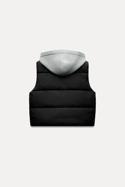 CONTRAST PUFFER GILET WITH HOOD - Zara фото 5