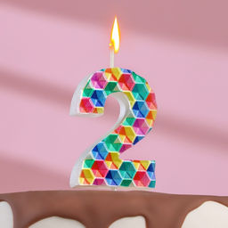 Свеча в торт на шпажке Калейдоскоп, цифра 2, 7 см