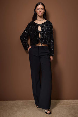 Siyah Onden Baglamal? Payet Ceket TPRAW26CE00001 - Trendyolmilla фото 2