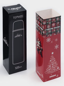 Термос гильза Мастер К, 500 мл, 24?7 см, с кружкой, с помпой, сохраняет тепло 10 ч, нержавеющая сталь, чёрный