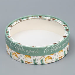 Коробка новогодняя для макарун тубус с окном «С Новым годом», 20×20×5 см