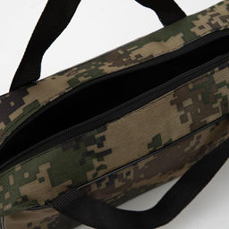 Косметичка-сумка на молнии, с сеткой, принтом Пиксели, коричневая - Simaland фото 3