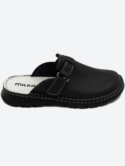 04 | Luka | Черные мужские медицинские сабо натуральная кожа (перфорация) - Milka shoes&more фото 2