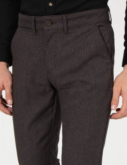 Kahverengi Slim Fit Kanvas Pantolon