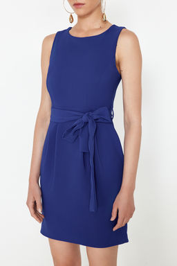 Saks Kusakl? Vucudu Saran Bisiklet Yaka Mini Dokuma Elbise TWOSS19AA0063