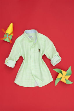 U. S. Polo Assn Неоново-желтая рубашка с длинным рукавом для мальчика