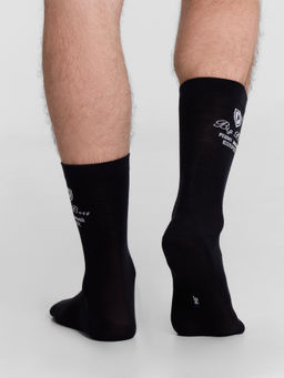 Цена за 5 пар! Носки мужские высокие черные с надписью BIG BOSS, решит любой вопрос черный 017K-3025 - Mark formelle фото 2