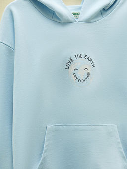 Kap??onlu Bask?l? Uzun Kollu K?z ?ocuk Sweatshirt - Waikiki фото 3