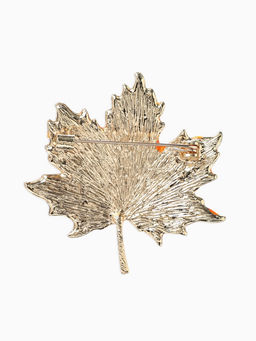 Брошь «Лист» кленовый осенний, цвет оранжевый в золоте