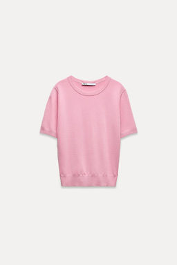 BASIC PLAIN KNIT TOP WITH SHORT SLEEVES - Zara фото 10