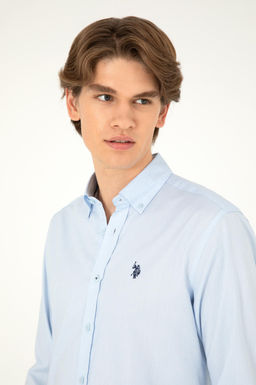 Мужская голубая базовая рубашка с длинным рукавом Неожиданная скидка в корзине - U.s. polo assn фото 2