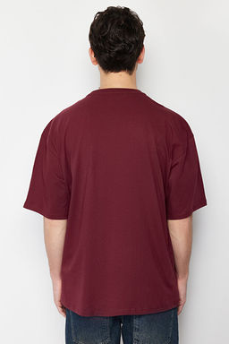 Bordo Oversize/Geni_ Kesim Basic %100 Pamuklu T-Shirt TMNSS22TS0318 - Trendyolmilla фото 2