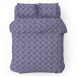 Постельное белье, комплект 1,5 спальный "Иллюзия, фиолетовый", 4 предмета: пододеяльник 145х215см, простыня 150х215см, 2 наволочки 70х70см с клапаном-запахом, бязь "Комфорт" 121г/м2, хлопок 100%, упаковка "классическая" ПВХ 32х41х2,5см, "Домашняя мод