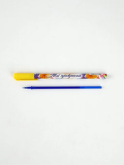 Цена за 12 шт. Ручка пластик пиши-стирай с колпачком "С 8 Марта!", синяя паста, гелевая 0,5 мм