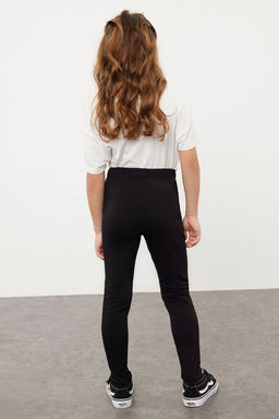 Siyah K?z Cocuk Pamuklu Basic Esnek Orme Tayt TKDSS24TA00005 - Trendyolmilla фото 2