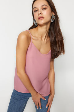 Ac?k Pembe Basic Ask?l? Dokuma Bluz TWOSS19BB0224