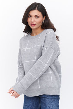 Джемпер В 2008/серо-белый