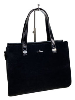 Женская сумка из искусственной кожи и натуральной замши, цвет черный