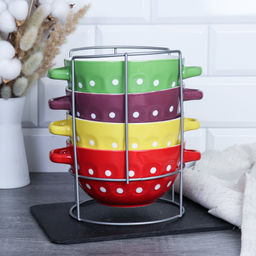 Супница с ручками 4 штуки на подставке / 18812-7 /уп 6/ Горох - Галеонтрейд фото 8