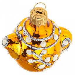 Елочная игрушка фигурка стеклянная Чайник h7см, золотой, ручная художественная роспись, подарочная упаковка (Россия) - Домашняя мода фото 2