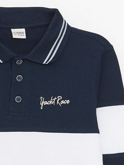 Polo Yaka Renk Bloklu Uzun Kollu Erkek ?ocuk Ti??rt - Waikiki фото 2