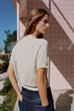 CHAQUETA PUNTO LAZO PUNTILLA / Verde pastel - Zara фото 6