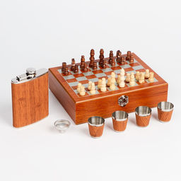 Набор 7 в 1: фляжка 8 oz, 4 рюмки, воронка, шахматы, 18 х 24 см - Simaland фото 8