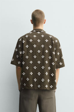CAMISA JACQUARD TEXTURA / Khaki oscuro - Zara фото 3