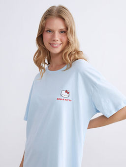 Bisiklet Yaka Hello Kitty Bask?l? Kad?n Gecelik