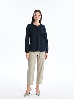 Kad?n Beli Lastikli D?z Pantolon