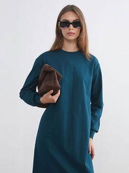 Bisiklet Yaka Sweatshirt Elbise