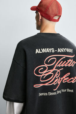WASHED PRINTED SLOGAN SWEATSHIRT - Zara фото 5
