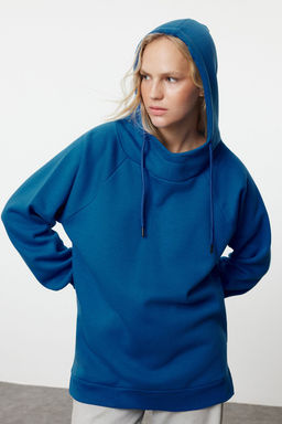 Saks Kapusonlu Oversize Sardonlu Orme Sweatshirt