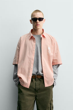 CAMISA BOXY FIT TEXTOS ESTAMPADOS / blanco-naranja - Zara фото 2