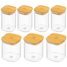 Набор банок д/хранения 7 пр. 450 мл + 250 мл "Crystal glass" с бамб.крышкой с силик.прок.