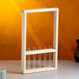 Кашпо деревянное 25х40х4,5 см с 5 колбами Рамка Экстра, натуральный Дарим Красиво  фото 2