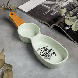 Менажница керамическая с двумя отсеками «Для самых вкусных блюд», 36 х 10 см, цвет зелёный