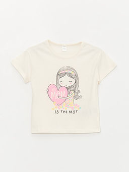 Bisiklet Yaka Bask?l? K?sa Kollu K?z Bebek Ti??rt - Waikiki фото 3