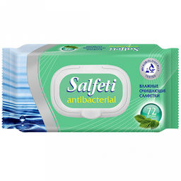 Салфетки влажные антибактериальные "Salfeti antibacterial" 72шт/упак, пластмассовый клапан (Россия)