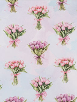 Цена за 10 шт. Бумага упаковочная глянцевая Букетик цветов, 70 ? 100 см