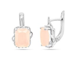 Серьги из серебра розовый кварц, СПН02205