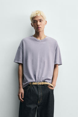 CAMISETA CUELLO PICO ALGOD?N - C??AMO / Malva