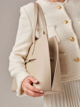 Кожаная сумка Bossy DBR 31382 бежевая пудра  фото 5