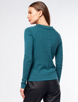 VILATTE / Джемпер-поло тонкой вязки из хлопка с нейлоном  фото 4