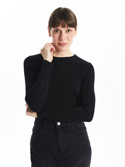 Bisiklet Yaka Parlak G?r?n?ml? Kad?n Triko Kazak