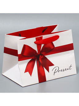 Цена за 2 шт. Пакет подарочный с широким дном, упаковка, «Подарок», 20×14×13 см