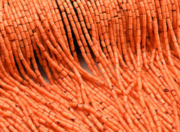 Бусины коралл натуральный цилиндр 3*5мм цвет оранжевый, 38см, 74 бусины - Радуга камня фото 2